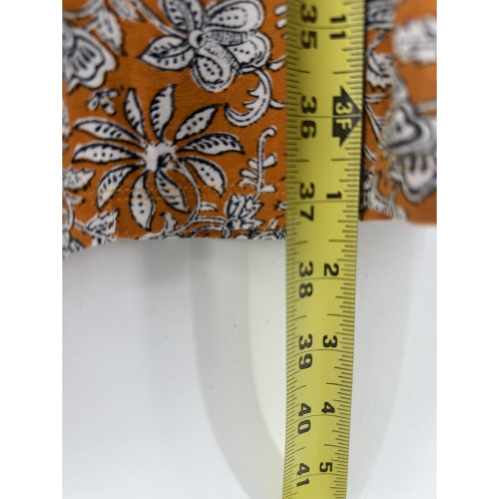 Loft Sleeveless Swing Dress Orange Blue White Floral Print Women L Summer Casual - Picture 4 of 9